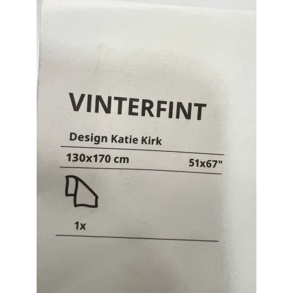IKEA VINTERFINT THROW KATIE KIRK 100% COTTON PLAID GREEN blanket christmas new
